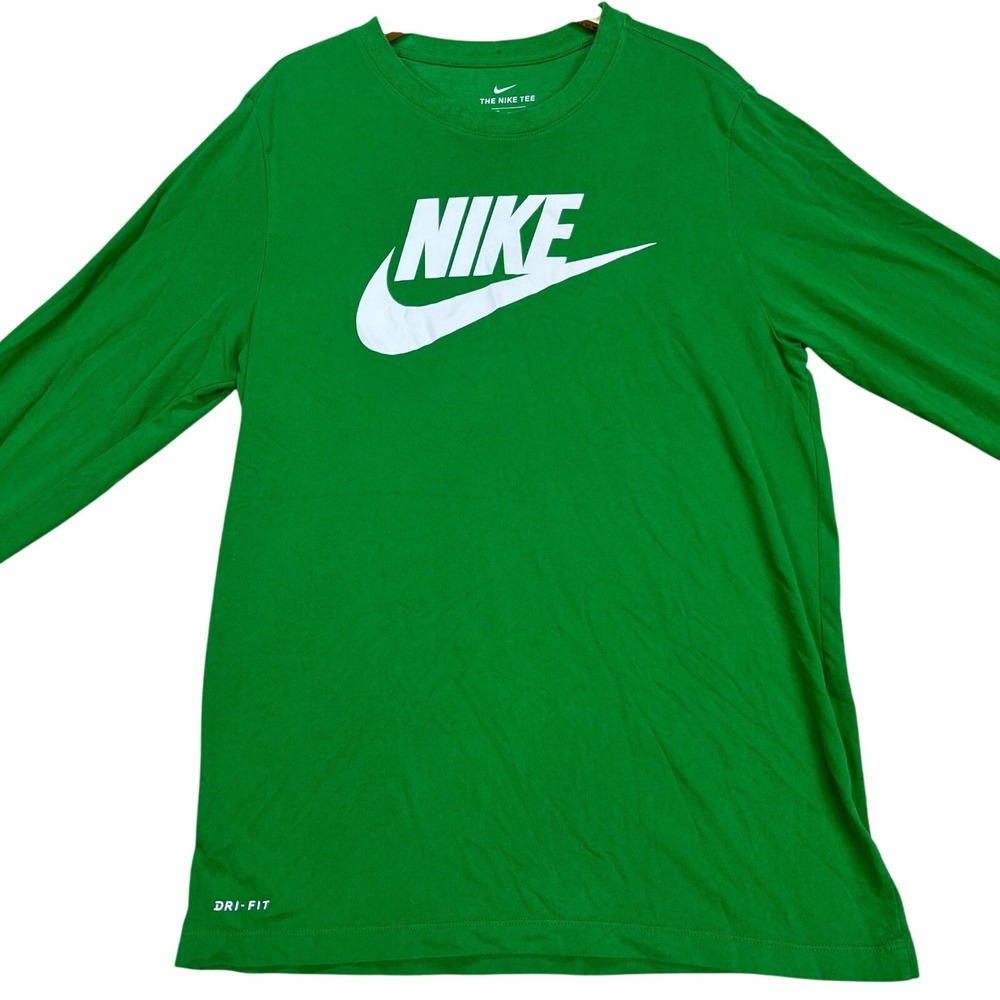 Nike Pullover Mens Medium Green White Long Sleeve Futura Icon Dri-FIT NSW